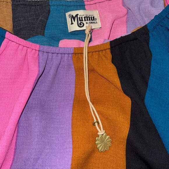 Show Me Your Mumu Mezcal Stripe Heidi Ruffle Crop Top Blouse Shirt Pink  XS - Picture 3 of 5